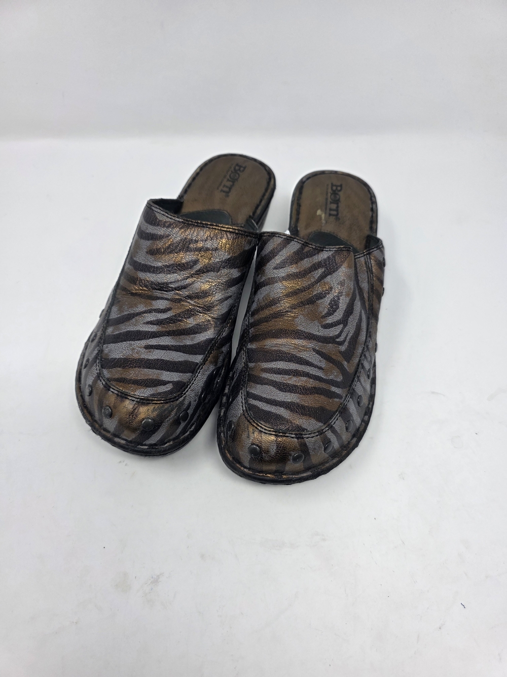 Born Metallic Animal Print Leather Clogs Women’s 9 / EU 40.5 Slip On Mule Shoes